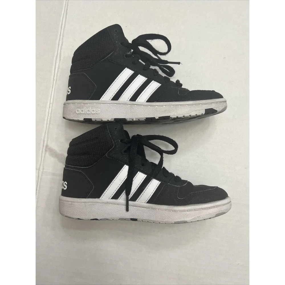 Adidas Kids Hoops 2 FY6468 Black Running Shoes Sneakers Size 2 US Basketball Mid